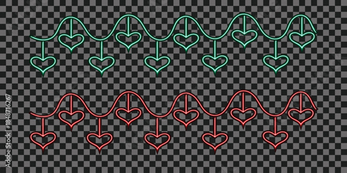 Glowing neon intertwined hearts symbolizing eternal love  transparent