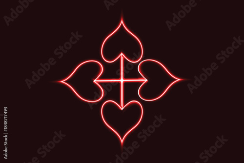 Glowing neon intertwined hearts symbolizing eternal love and deep affection