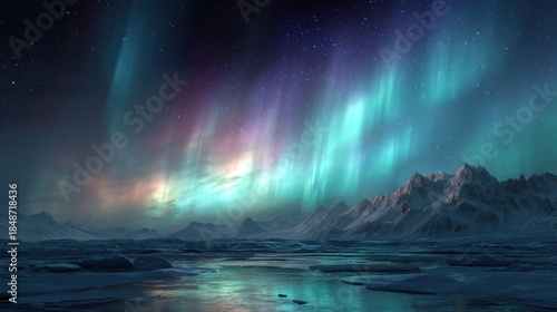 Aurora borealis landscape