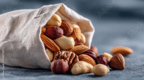 Mixed nuts in canvas bag
