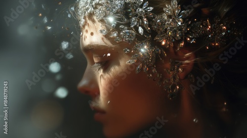 Woman sparkling headpiece portrait