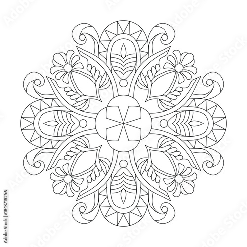Blissful coloring book mandala page for Kids