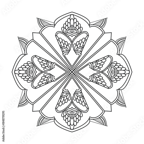 Blissful Beautiful coloring book mandala page for Kids