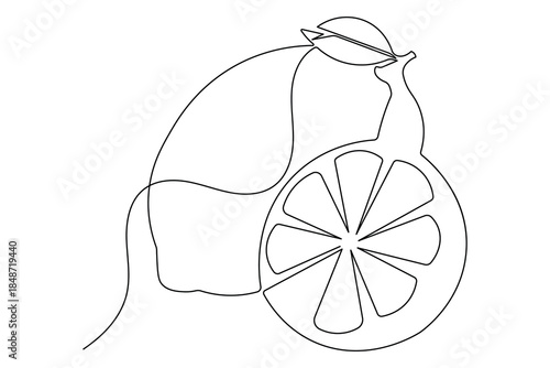 Lemon fruit icon simple outline single line art illustration isolated