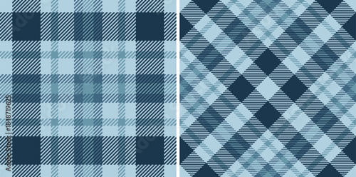 Cozy textile pattern featuring a light and dark blue plaid design. Perfect for backgrounds, apparel design, or adding a touch of rustic warmth to your project.
