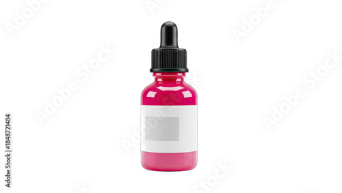 Pink Dropper Bottle Isolated on White Background