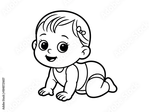 Cute Baby Girl Crawling Smiling