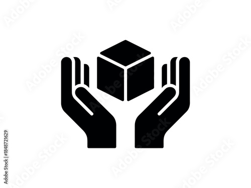 Hands Holding a Black Cube