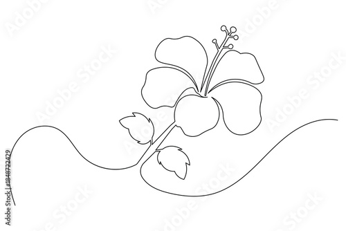  Summer floral icon continuous line drawing isolated botanical element