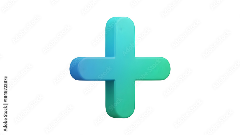 Obraz premium 3D Plus Icon Symbol Isolated on Black Background