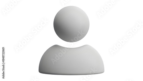 Minimalist white 3d user icon isolated on transparent background