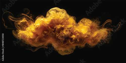 Fiery orange flames and dangerous black smoke background describes this powerful heat explosion