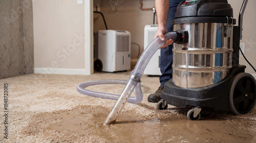 Professional water damage cleanup extraction service residential flooding emergency restoration removing moisture preventing mold growth carpet drying dehumidification contractor equipment preventing 