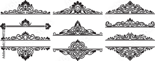 Elegant black ornamental design elements set