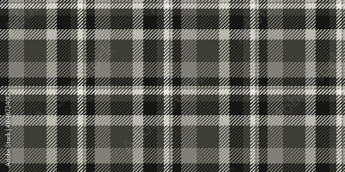 Straight plaid vector background, tracery pattern textile check. Jacket tartan texture seamless fabric in grey and dark colors.