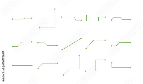 Collection of minimal callout and connector lines with dots on white background. Suitable for infographic, UI design, data visualization, presentation, diagram, and modern graphic layout needs.