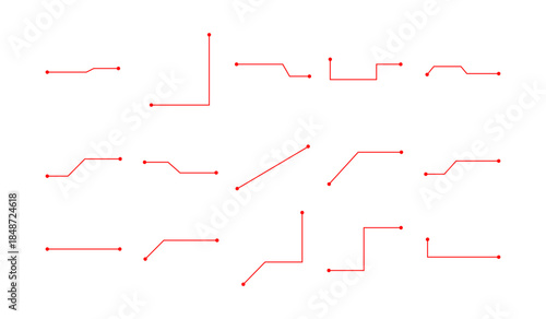 Collection of minimal callout and connector lines with dots on white background. Suitable for infographic, UI design, data visualization, presentation, diagram, and modern graphic layout needs.