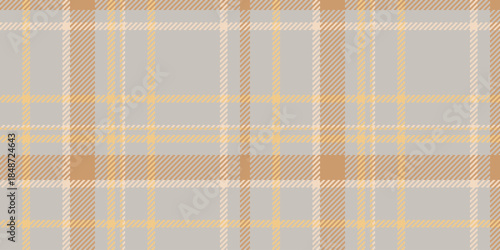 Repetitive plaid pattern background, american texture fabric check. Repeatable patterns textile vector seamless tartan in grey and orange colors.