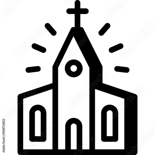 Christian Church, Christmas, Holly Place, Vector Icon