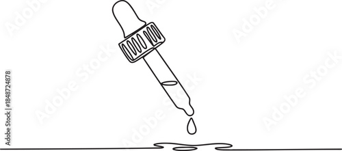 Dropper dispensing liquid on transparent background