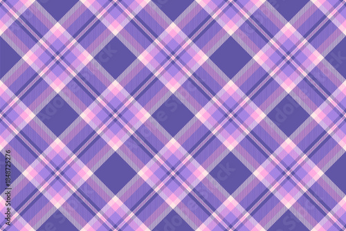 Cut out textile texture check, mix tartan background vector. Shabby plaid pattern fabric seamless in indigo and violet colors.