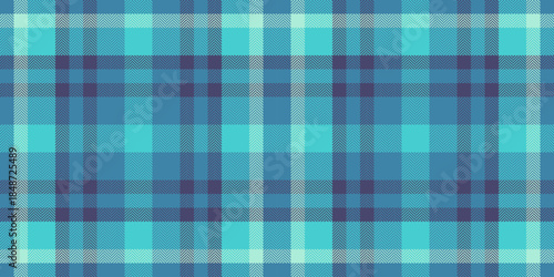 Velvet textile vector texture, panel seamless tartan fabric. Customer background pattern plaid check in cyan and medium turquoise colors.