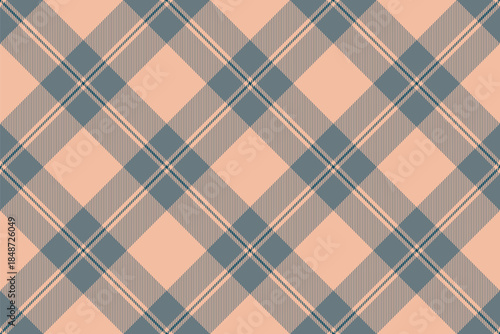 Invite textile plaid fabric, scrap texture check vector. Geometric tartan background seamless pattern in orange and pastel colors.