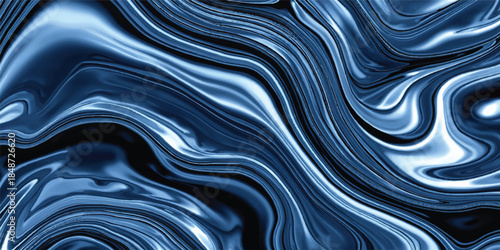 Abstract blue background pattern of flowing liquid silk waves illustration