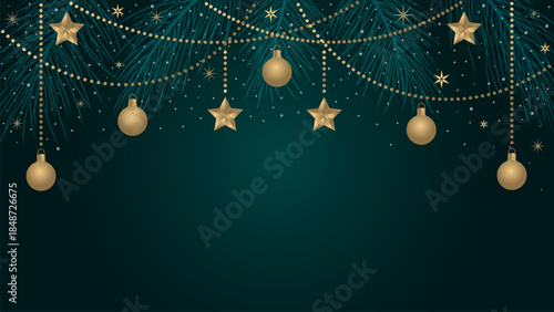 christmas background with  gold balls