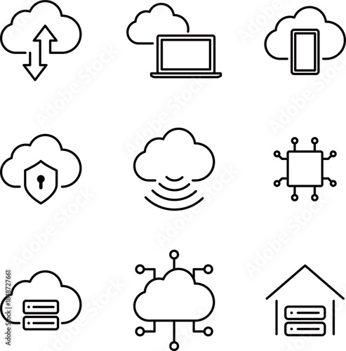 クラウドやウェブのアイコンセット　オンライン