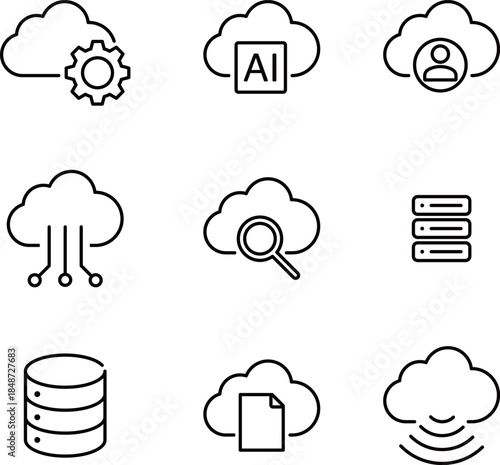 クラウドやネットワークのアイコンセット　サーバー　