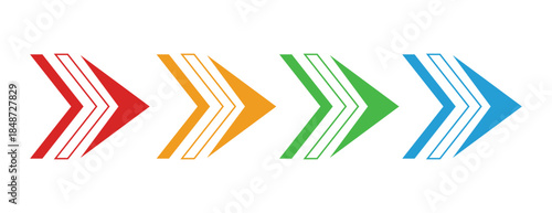 Triple chevron arrows pointing to the right side, modern speed indicators for forward movement
