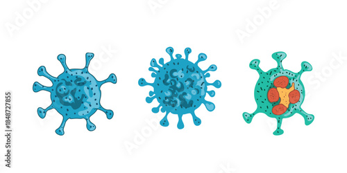 virus elements set microscopic germs bacteria illustration