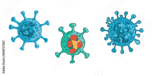microscopic virus particles set scientific medical illustration