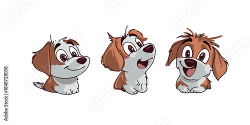 cute puppies portraits set with different emotions