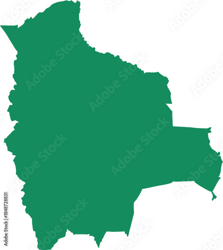 Green silhouette map of Bolivia a simple vector illustration representing the countrys geography for travel or political concepts isolated on white Background