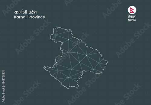Karnali Province Nepal Irregular Dotted Network Map Vector | Abstract Digital Connectivity Design