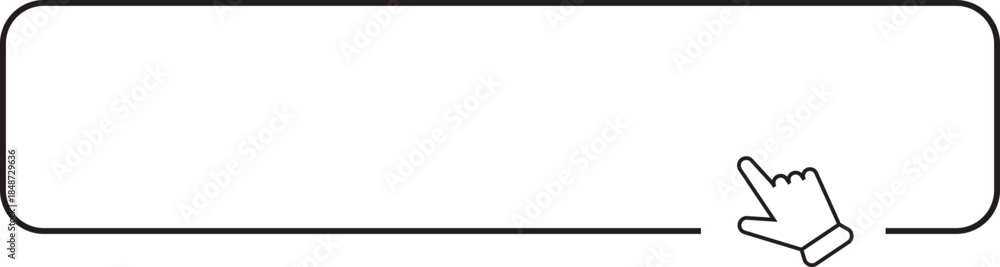 Fototapeta premium Register now button click here web frame, bar with pointer, mouse arrow. Line site border.