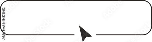 Register now button click here web frame, bar with pointer, mouse arrow. Line site border.