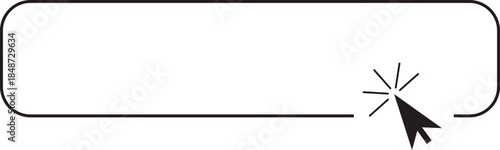 Register now button click here web frame, bar with pointer, mouse arrow. Line site border.