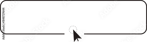 Register now button click here web frame, bar with pointer, mouse arrow. Line site border.