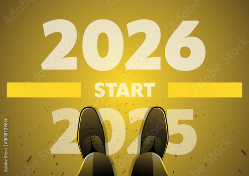 Point of View Shot of Person Stepping from 2025 to 2026 New Year Start