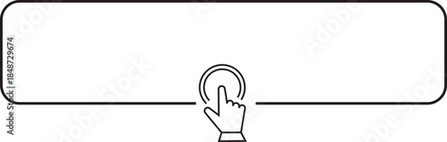 Register now button click here web frame, bar with pointer, mouse arrow. Line site border.