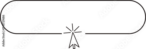 Register now button click here web frame, bar with pointer, mouse arrow. Line site border.