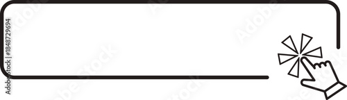 Register now button click here web frame, bar with pointer, mouse arrow. Line site border.