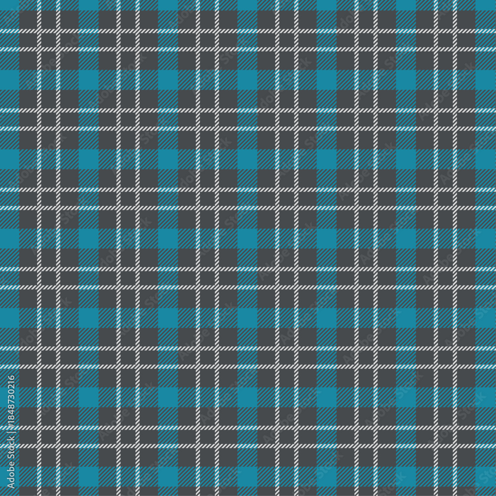 Fototapeta premium Vibrant blue and gray plaid pattern with white lines