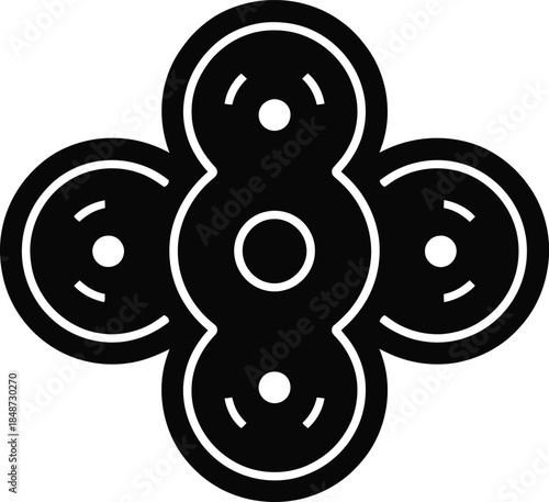 Flat solid black inertial navigation gyro array transparent background