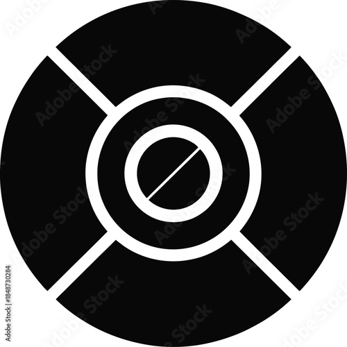 Flat solid black optomechanical cavity resonator, 1 layer only, single shape, transparent background