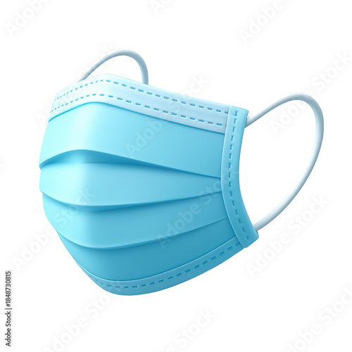 Blue disposable surgical face mask isolated on white background for personal protection.