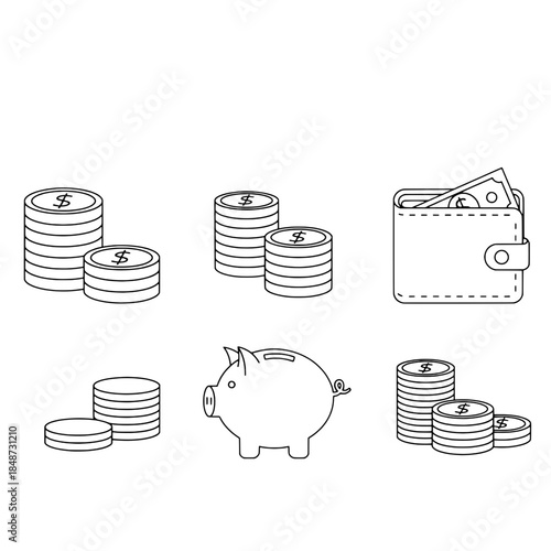 Finance and Money Line Art Vector Icons
